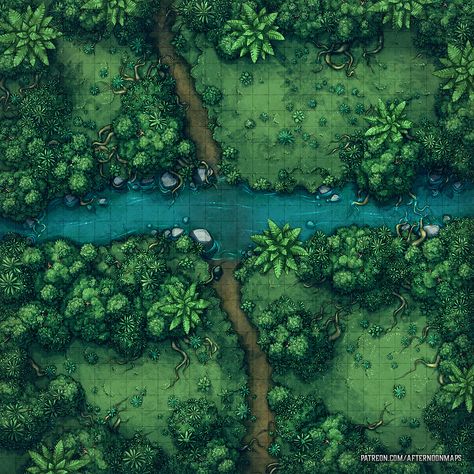 Jungle Battle Map, Jungle Map, Pathfinder Maps, Jungle Temple, Forest Map, Dnd World Map, Battle Map, Fantasy World Map, Tabletop Rpg Maps