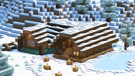 A cozy survival-friendly Ice Skating Rink with a Bar. Perfect to add to your Minecraft worlds for Winter and Christmas and can be easily transformed into a survival base! No Resource Packs or Texture Packs used to ensure that anyone can build. There's only me working on this content, so if you did like the video, please leave a like, comment and/or subscribe to support me 💛 Any feedback and suggestions are welcome! Taiga Biome, Minecraft Homes, Minecraft Idea, Minecraft Interior, Minecraft House Ideas, Woodland House, Minecraft Interior Design, Bangunan Minecraft, Snow House