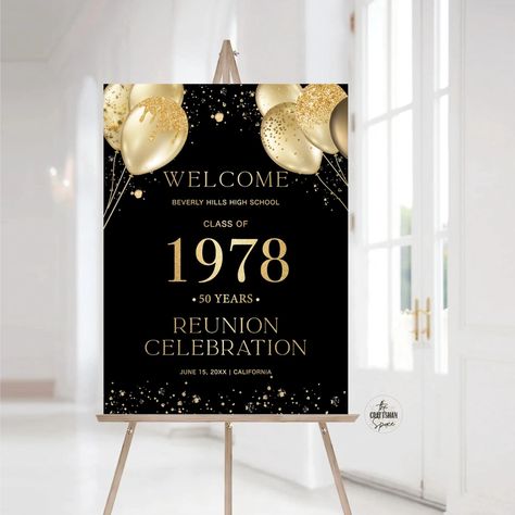 Modern Class Reunion Welcome Sign, Any Class Any Year Reunion Welcome Board, 50 Year High School Reunion, Minimalist Reunion Decorations - Etsy Vietnam Reunion Decorations, Welcome Board, Welcome Boards, High School Reunion, School Reunion, Class Reunion, Sign Display, Diy Prints, Banners Signs