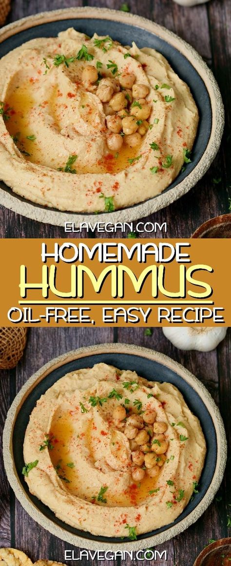 Best Hummus Recipe, Easy Hummus Recipe, Hummus Recipe Homemade, Quick Side Dishes, Easy Hummus, Make Hummus, Homemade Oil, Vegan Hummus, Homemade Hummus