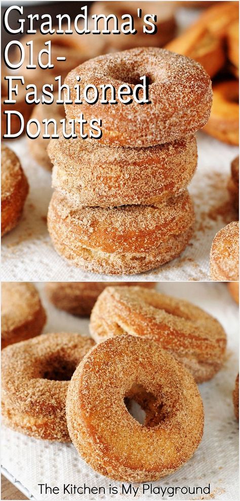 Stack of Grandma's Old-Fashioned Donuts Amish Doughnut Recipe, Old Fashioned Doughnuts Recipe, Canadian Desserts, Old Fashioned Donuts, Sugar Donuts Recipe, The Kitchen Is My Playground, Cake Doughnuts, Old Fashioned Donut, Dessert Cravings