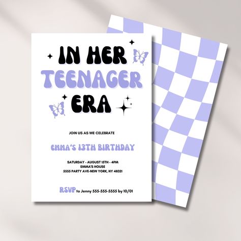 13 Birthday Invitation Ideas, In My 30s, 13th Birthday Invitations, My 30s, Birthday Card Digital, Thirteenth Birthday, Invitation Card Birthday, Teenager Birthday, Bday Invitations