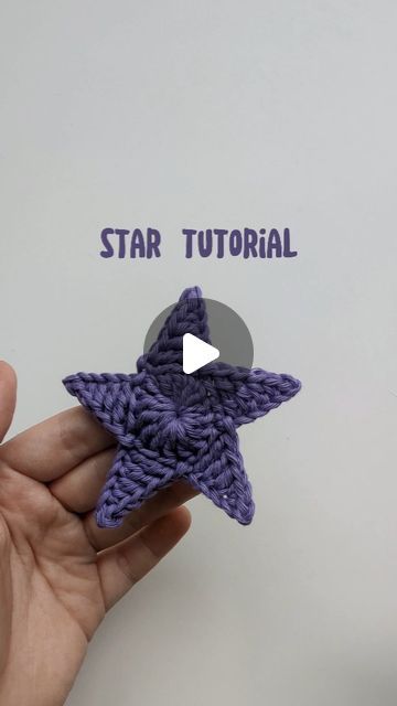 Anastasia on Instagram: "⭐ Star tutorial ⭐  This is the tutorial for the star from the star granny square (one of my previous videos)  I used US terminology in this tutorial: sl st = slip stitch  sc = single crochet hdc = half double crochet dc = double crochet tr = treble crochet   Yarn: Drops Paris in color 31  Crochet hook size: 3 mm   #crochetstar #crochettutorial #crochetforbeginners" Single Color Crochet Projects, How To Crochet A Star Granny Square, Star Granny Square Crochet Pattern Free, Star Crochet Stitch Tutorials, Crochet Star Granny Square, 8 Point Star Granny Square, Big Star Crochet Pattern, Crochet Star Video Tutorial, Star Granny Square