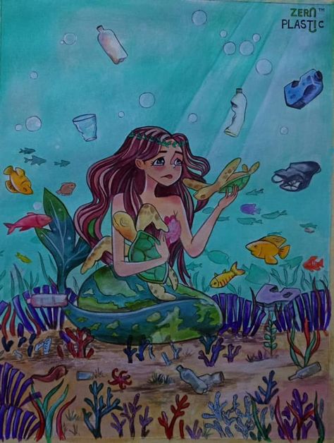 Ocean Pollution Art Drawing, Clean River Poster, Save The Ocean Poster Drawing, Say No To Plastic Posters Creative Drawing, Save The Ocean Drawing, Save River Poster Drawing, River Pollution Poster, Ocean Pollution Drawing, Save Ocean Poster Drawing