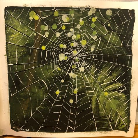 Gouache on paper Spiderweb Painting, Rain Painting, Spider Webs, Watercolor Blue, Painting Art Projects, Blue Velvet, Spider Web, Painting Art, New Art