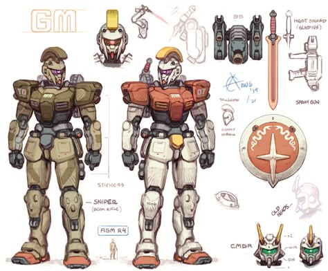 Gundam Project Gundam Warhammer, Mediterranean Theme, Robot Factory, Robot Designs, Gundam Head, Armor Ideas, Robot Design Sketch, Vehicle Concept, Mech Design