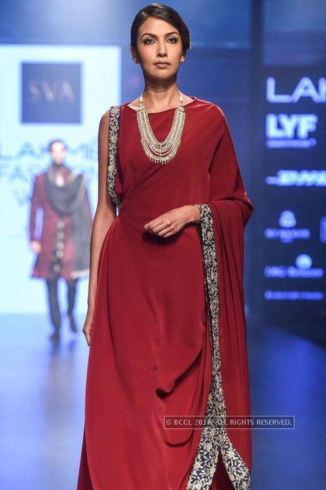 Drape Outfits, Drape Kurti, Recycle Saree, Lakme Fashion Week 2016, Fashion Week Winter, Prachi Desai, Fresh Dress, Lakme Fashion Week, Stylish Dress Book