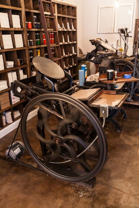 paper storage Letterpress Studio, Studio Workspace, Letterpress Machine, Letterpress Type, Garage Studio, Backyard Studio, Scrapbook Room, Craft Room Storage, Ink Design