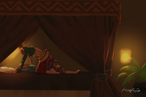 Art by @hirofujieoekaki. And yeah, this is happening in Gerudo Town. In a bed. In hot gerudo garb. So yeah. Twilight Princess Zelink, Link's Awakening Art, Zelink Fanart, Gerudo Link, Zelda Fan Art, Zelda Drawing, Link X Zelda, Zelda Fanart, Legend Of Zelda Botw