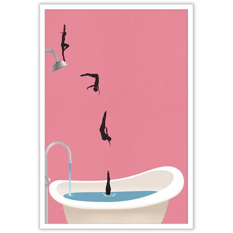 PRICES MAY VARY. 【Pink Bathroom Poster Size】12x16 inches Frameless, you can prepare a frame with a size of 12x16 inches, assemble and install yourself, enjoy the fun of DIY. 【Vintage Aesthetics Poster】Variety High Diving Poster Art Print on Canvas Wall Art Decor. 【Bathroom Wall Art Decor】Art Poster Is The Perfect Wall Decoration Painting To Decorate Your House, Living Room, Bedroom, Yoga Room, Gym, Apartment, Studio, Hotel, Restaurant, Office, Bathroom, Bar, ETC. 【Best Gift Choice】High-grade Can Bathroom Posters Vintage, Girly Bathroom Art, Bathroom Pink Aesthetic, Gym Apartment, Funky Bathroom Decor, Pictures For Bathroom, Posters Bathroom, Retro Pink Bathroom, Funky Bathroom