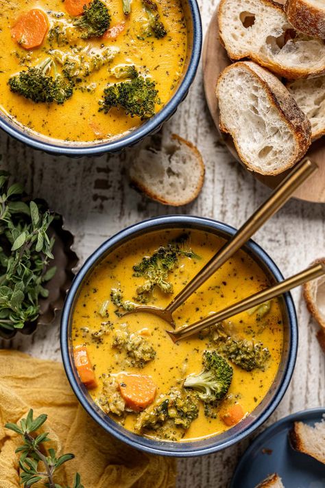 Roasted Broccoli Cheddar Soup | Simple Healthy Recipes, Complex Flavors | Orchids + Sweet Tea Creamy Broccoli Cheddar Soup, Cheddar Soup Recipe, Broccoli Cheddar Soup Recipe, Broccoli Cheddar Soup, Cheddar Soup, Fall Soups, Vegetarian Soup, Broccoli Cheddar, Roasted Broccoli