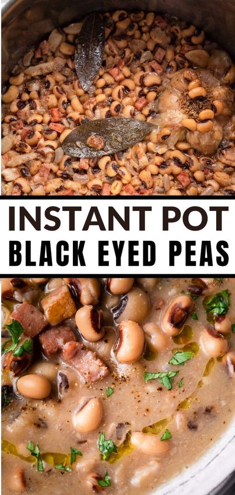 You'll love how flavorful and easy these Instant Pot black eyed peas are to make! They are loaded with smoky flavor thanks to the addition of ham and bacon. They are the perfect side dish for New Year's Day or anytime the craving for black eyed peas hits. Ready in about an hour! Cooking Black Eyed Peas, Black Eyed Pea Soup, Black Eyed Peas Recipe, Creamy Peas, Peas Recipe, Best Instant Pot Recipe, Pea Recipes, Side Dish Recipes Easy, Easy Side Dish