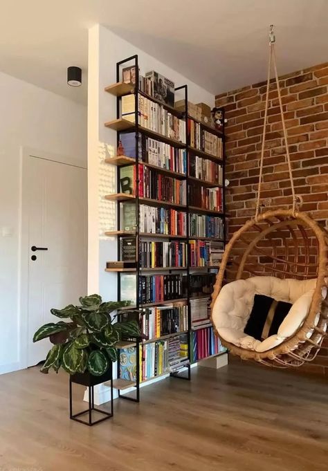 Home Library Rooms, Home Library Design, Cozy Room Decor, Apartment Decor Inspiration, Room Makeover Bedroom, Room Makeover Inspiration, Dream House Interior, Home Library, Book Shelf