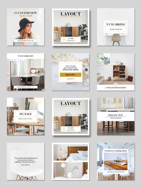 Furniture Instagram Post Templates PSD Furniture Grid Instagram, Office Instagram Post Ideas, Instagram Post Ideas Architecture, Instagram Grid Layout Ideas Interior Design, Interior Designer Instagram Post Ideas, Architecture Instagram Post Design, Furniture Posts Instagram, Furniture Instagram Post Design, Instagram Post Template Interior Design