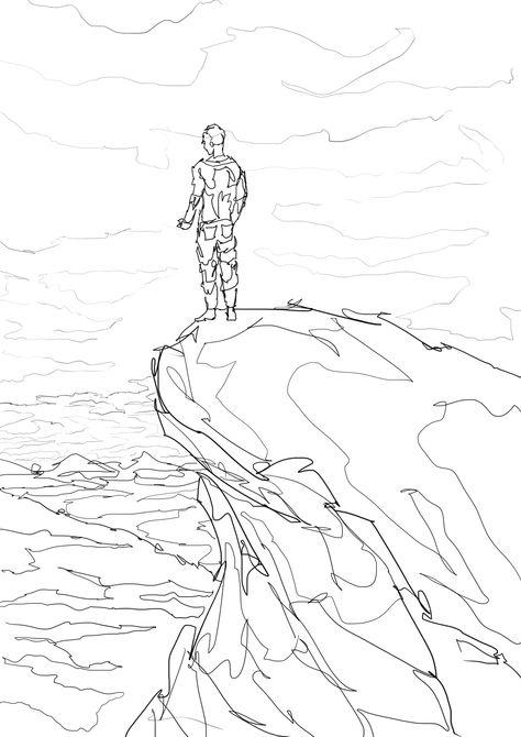 On the cliff Cliff Edge Drawing, Cliff Sketch, Cliff Tattoo, Cliff Drawing, Cliffs Tattoo, Edge Of Cliff, Cliff Edge, Rock Tattoo, Toy Photography