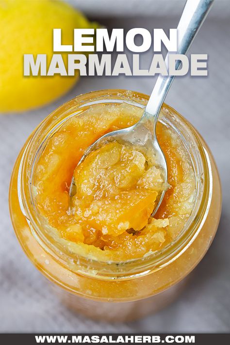 Lemon Marmalade Recipe - Homemade all-natural 2 ingredient lemon marmalade. Detailed instructions to make this citrus fruit preserve from scratch. Beginner-friendly! I use it like a condiment with meats and cheese. So good!! www.MasalaHerb.com Bbq Beef Tenderloin, What To Do With Lemons, Lemon Marmalade Recipe, Lemon Jam, Canning Jam Recipes, Lemon Marmalade, Marmalade Recipe, Jam Recipes Homemade, Two Ingredient