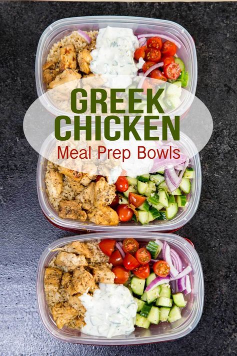 Greek Chicken Meal Prep, Greek Chicken Meal, Chicken Bowl Meal Prep, Greek Chicken Bowls, Chicken Meal Prep Bowls, Chicken Bowl Recipe, Chicken Bowls, Prep Bowls, Prep Style