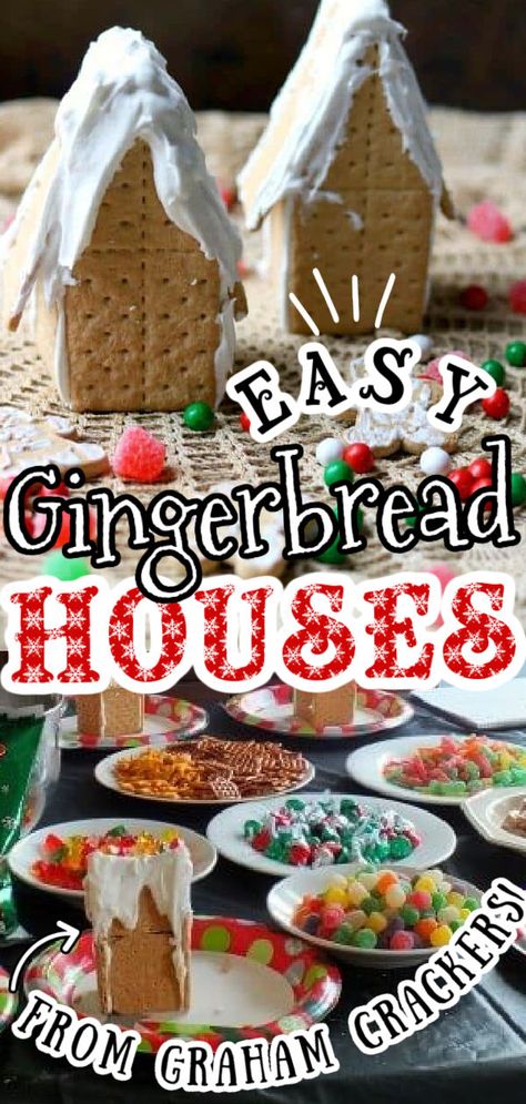 Simple Gingerbread House, Graham Cracker Gingerbread, Gingerbread House Icing, Graham Cracker House, Graham Cracker Gingerbread House, Easy Gingerbread House, Stem Christmas, Gingerbread Unit, Cracker House