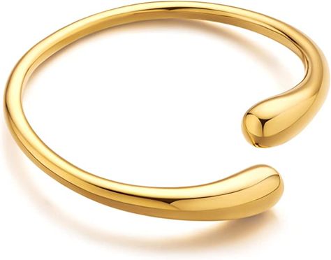 Amazon.com: WOWORAMA Gold Cuff Bracelets for Women 18K Gold Plated Teardrop Chunky Open Cuff Bangle Bracelets Simple Polished Gold Wrist Cuffs Bracelet Fashion Jewelry Gifts: Clothing, Shoes & Jewelry Gold Wrist Cuff, Gold Cuff Bracelets, Bracelets Minimalist, Chunky Cuff Bracelet, Funky Bracelet, Multi Chain Bracelet, Gold Bar Bracelet, Open Bangle Bracelet, Gold Cuff Bracelet