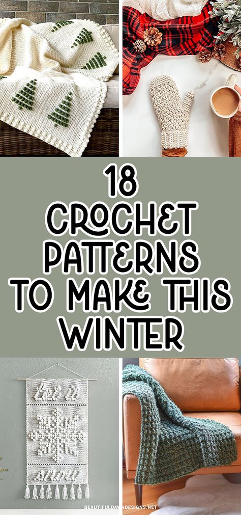 Crochet Patterns For Winter, Cute Winter Crochet Ideas, Free Crochet Patterns Winter, Winter Crochet Decor, Quick Winter Crochet Projects, Crochet Winter Patterns Free, Fuzzy Yarn Projects, Crochet Projects For Winter, Crochet Projects Winter