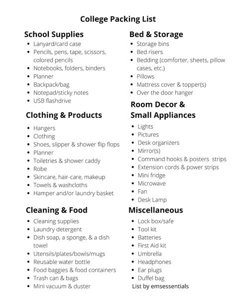 emsessentials: What You Need to Bring to College / College Packing List of Essentials College Clothes Packing List, Clothes Packing List, Basic Clothes Essentials, What To Pack For College, University Checklist, College Wardrobe Essentials, What To Bring To College, Pack For College, Dorm List