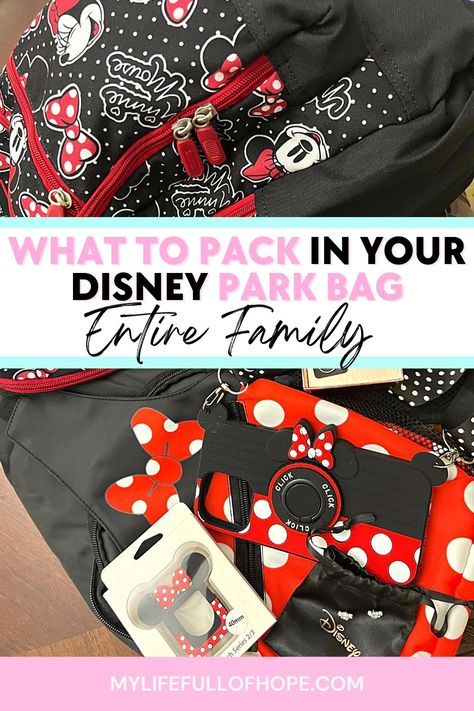 What To Bring In Your Disney Park Bag - MyLifeFullOfHope Bag For Disney, Disney Park Bag, Dollar Store Finds, There Is Always Hope, Disney 2024, Fancy Bows, Disney Park, Disney Stuff, Family Trip