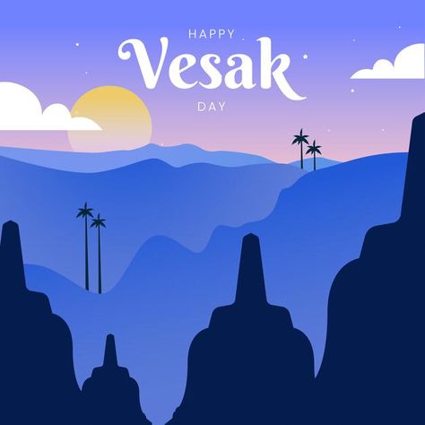 Happy vesak day greeting card design | Premium Vector #Freepik #vector #celebration #holiday #religion #indonesia Wesak Day Poster Design, Waisak Day Design, Vesak Day Design, Waisak Day, Vesak Day Greeting, Happy Vesak Day, Valentines Social Media, Wesak Day, Happy Vesak