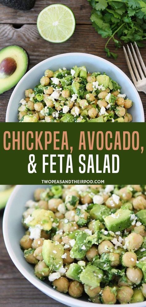 Avocado Feta Salad, Chickpea Feta Salad, Chickpea Feta, Chickpea Avocado, Salad Macaroni, Feta Salad Recipe, Zero Calorie Foods, Vegetarian Salad, Salad Pasta