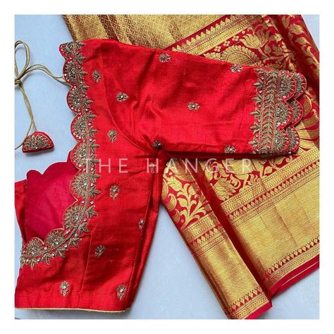 The Hanger by SnigdhaAnanthula on Instagram: “The Wedding Edit #bridalblousedesign #designerblouseshyderabad #blouseideas #workblouse #maggamwork #maggamworkblouse #maggam #zardosiwork…” Pellikuturu Blouse Designs, Muggum Work Design Simple, Red Blouse Simple Work Designs, Half Saree Maggam Work Designs, Back Neck Maggam Work Designs, Red Embroidered Blouse, Red Work Blouse Designs, Red Blouse Designs Patterns, Pink Blouse Designs For Saree Maggam Work