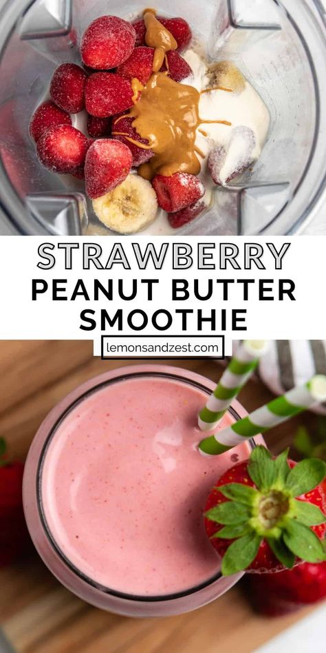 Strawberry Peanut Butter, Smoothie Bowl Vegan, Smoothie Strawberry, Smoothies Breakfast, Perfect Smoothie, Protein Smoothies, Protein Smoothie Recipes, Peanut Butter Smoothie, Sugar Free Vegan