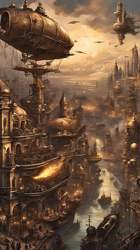 Inbox (0) - gjayjay@btinternet.com Steampunk Western Art, Steampunk Fantasy Aesthetic, Steampunk Aesthetic City, Steampunk Aesthetic Wallpaper, Steampunk Worldbuilding, Ekko Aesthetic, Steampunk Time Traveler, Steampunk Landscape, Steampunk Forest