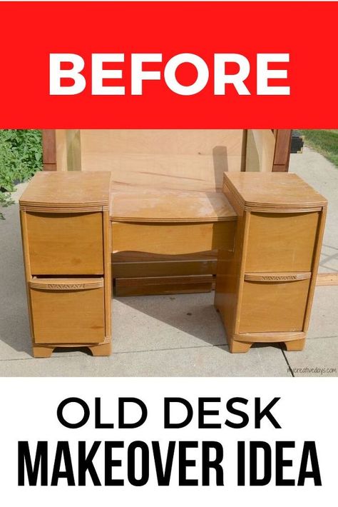 Old Desk Makeover, Upcycled Furniture Before And After, Restoration Hardware Inspired, Furniture Upcycle, Diy Dresser Makeover, Diy Nightstand, Diy Display, Old Desks, Desk Makeover