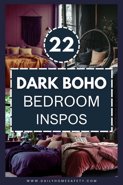 Discover 22 dark boho bedroom inspirations to create a cozy and stylish space. From rich, moody color palettes to eclectic textures and patterns, these ideas will help you bring a touch of bohemian flair to your bedroom decor. Dark Boho Bedroom, Nursery Design Neutral, Dark Boho, Boho Bedroom Design, Black Bed Frame, Moody Bedroom, Tranquil Retreat, Sanctuary Bedroom, Couch Decor