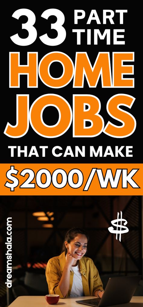 Wondering how to make money from home through part-time jobs? Did you know that there are part-time job ideas that you can do in the evenings and nights, at your time of convenience, and earn a decent passive income? If not, this guide will show you a list of 33 work-at-home part-time jobs that you will love! #parttimejobsfromhome #remotejobs #nightjobs #careerjobs #extraincomeideas How To Create Passive Income, Ideas For Making Money, Work From Home Business Ideas, Ways To Make Money From Home, Part Time Work From Home Jobs, Home Based Business Ideas For Women, How To Make Money At Home, How To Make Money From Home, Diy Money Making Ideas