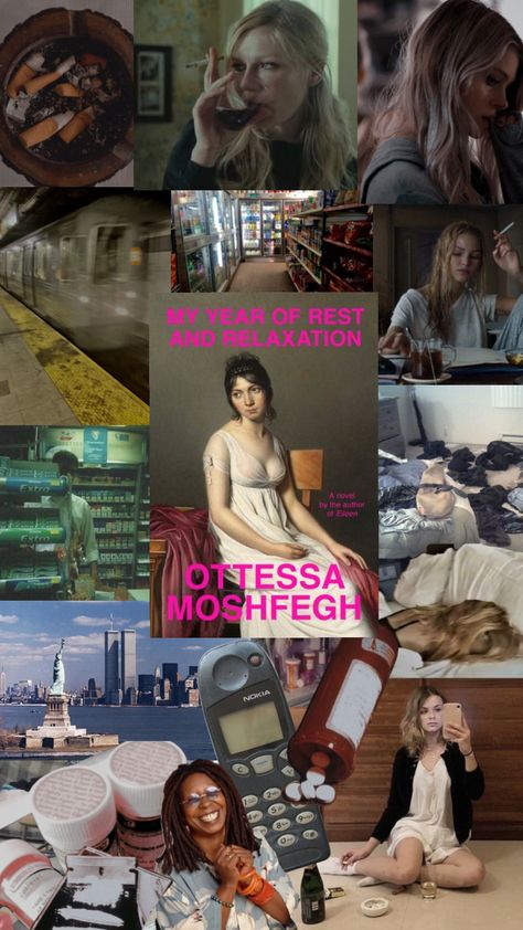 my year of rest and relaxation aesthetic #otessamoshfegh #myyearofrestandrelaxation #books #bookaesthetic #dashanekrasova #cigarettes #nyc #early2000s #myorar #newyork #literature #blonde #dirtygirl Rest And Relaxation Aesthetic, Relaxation Aesthetic, Year Of Rest And Relaxation, My Year, Rest And Relaxation, Book Aesthetic, Girly Things, Mood Board, Relaxation