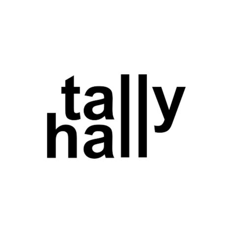 It’s black text in front of a white background that says “tally” above the word “hall”. The letters are all lowercase and the font is a generic Arial kinda font. The two L’s of both words match up to make two long lines. Tally Hall Widget, Tally Hall Album Covers, Tally Hall Icon, Tally Hall Poster, Tally Hall Wallpaper, Tally Hall Pfp, Tally Hall Band, Miracle Musical, Hall Wallpaper