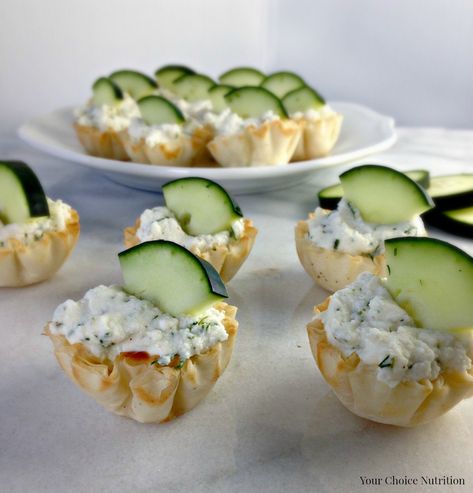 These easy Cucumber Dill Ricotta Cups are refreshingly healthy and delicious. They are the perfect appetizer for any party or gathering! Wedding Reception Appetizers, Reception Appetizers, Phyllo Cups, Cucumber Dill, Small Cucumber, Reception Food, Wedding Reception Food, Perfect Appetizers, Small Bites