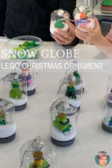 Lego Christmas Ornaments, Gingerbread Man Gift, Diy Xmas Ornaments, Art With Jenny K, Holiday Art Projects, Globe Art, Lego Christmas, Diy Christmas Ornament, Faux Snow