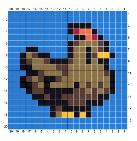 Chicken Pixel Art, Crochet Pattern Pixel, Stardew Valley Chicken, Woodstock Bird, Crochet Colorwork, Colorwork Chart, Pixel Art Pokemon, Graph Patterns, Stitch Patch