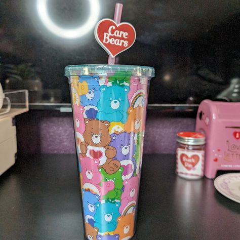 Care Bears Water Tumbler Brand New Super Cute Design Cup Design Cup, Resin Art Painting, Water Tumbler, Tumbler Cups Diy, Thermos Bottle, Gold Confetti, Care Bears, Tumbler Cups, Cupping Set