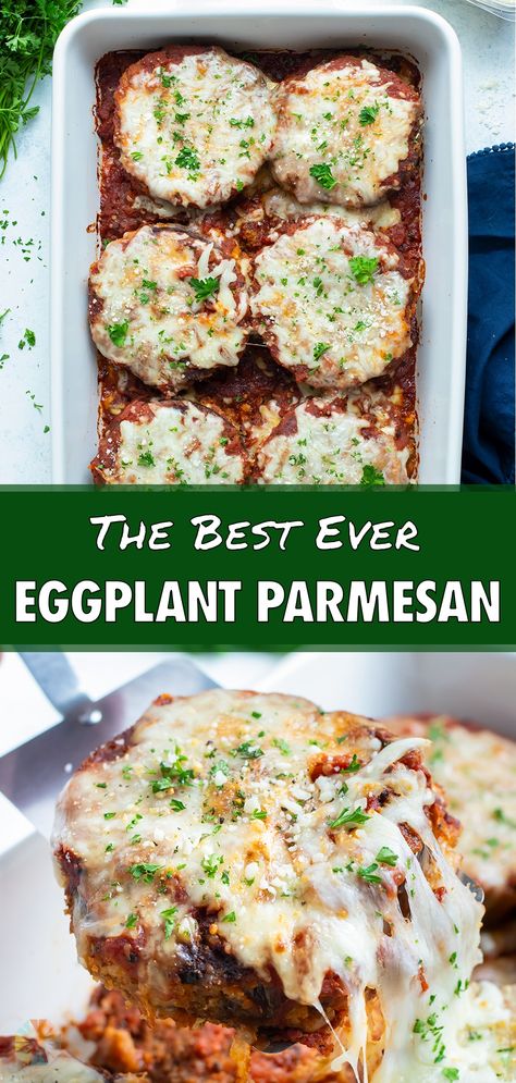 Easy Baked Eggplant, Healthy Eggplant Parmesan, Baked Eggplant Parmesan, Eggplant Parmesan Recipe, Crispy Eggplant, Eggplant Parmesan Baked, Eggplant Recipes Parmesan, Parmesan Recipe, Baked Eggplant