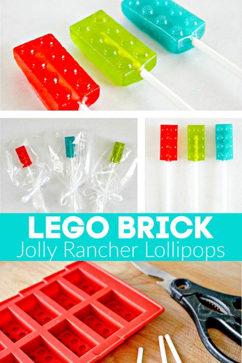 How to make homemade LEGO brick Jolly Rancher lollipops Jolly Rancher Suckers, Lego Molds, Jolly Rancher Lollipops, Lollipops Diy, Lego Candy, Homemade Lollipops, Lego Food, Elizabeth Arden Green Tea, Lollipop Recipe