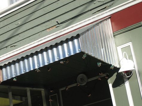 Corrugated Metal Awning                                                                                                                                                                                 More Corrugated Metal Awning, Corrugated Wall, Canopy Over Bed, Hotel Canopy, Pvc Canopy, Window Canopy, Metal Awning, Nursery Canopy, Canopy Architecture