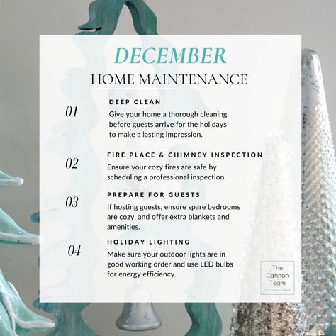 Hello, December! ❄️✨ As we deck the halls and embrace the holiday season, don’t forget to give your home a little TLC! 🏡 Here are a few quick maintenance tips to keep things cozy and running smoothly this winter:  A little prep now can save you big headaches later. What’s on your home to-do list this month? 📝👇  #HelloDecember #HomeMaintenance #RealEstateTips #CozySeason #WinterReady Winter Home Maintenance, Hello December, Hosting Guests, Winter Home, Spare Bedroom, Real Estate Tips, Winter House, Holiday Lights, Home Maintenance