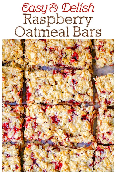 Healthy Raspberry Oatmeal Bars, Raspberry Breakfast Bars, Raspberry Granola Bars, Raspberry Oat Bars, Eoe Recipes, Perfect Bar Recipe, Oat Bars Recipe, Low Calorie Oatmeal, Raspberry Oatmeal Bars