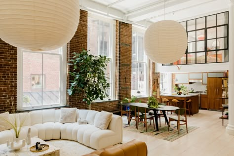 Inside Supermodel Elsa Hosk’s Vintage-Filled SoHo Loft | Architectural Digest Elsa Hosk Home, Mezzanine Bedroom, Nyc Loft, Soho Loft, New York Loft, Loft Interior, Apartment Decoration, Vogue Living, Exposed Brick Walls