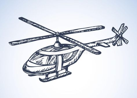 Helicopter. Vector drawing royalty free illustration Helicopter Drawing Reference, Helicopter Drawing Easy, Helicopter Sketch, Helicopter Illustration, Helicopter Drawing, Flight Business, Aircraft Drawing, Aircraft Sketch, 3d Topology