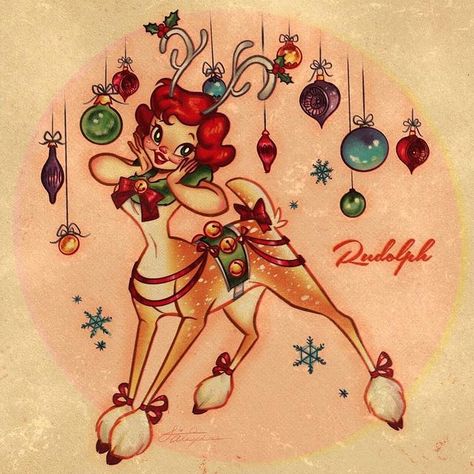 Christmas Poses, Santa's Reindeer, Vintage Valentine Cards, Amazing Drawings, Beautiful Dark Art, Art Prompts, Figure Drawing Reference, Christmas Drawing, Santa And Reindeer