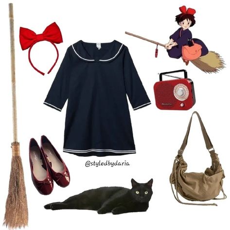 Kiki's Delivery Service Outfit, Studio Ghibli Inspired Outfits, Ghibli Inspired Outfits, Studio Ghibli Outfits, Ghibli Outfits, Kiki's Delivery Service Cosplay, Kikis Delivery Service Kiki, Clothes Template, Anime Witches