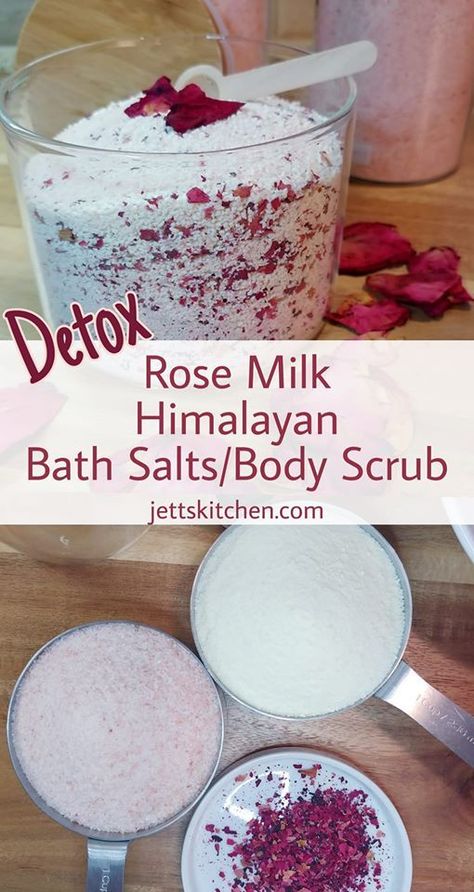 Milk Bath Recipes, Shower Body Scrub, Rose Milk Bath, Milk Bath Recipe, Bath Soak Recipe, Diy Body Scrub Recipes, Diy Sugar Scrub Recipe, Bath Salts Recipe, Himalayan Salt Bath